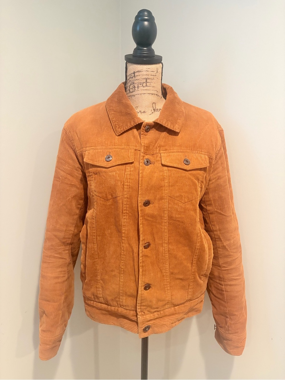 La Redoute Collections Sherpa-Lined Corduroy Trucker Jacket - Rust Orange - Sz M